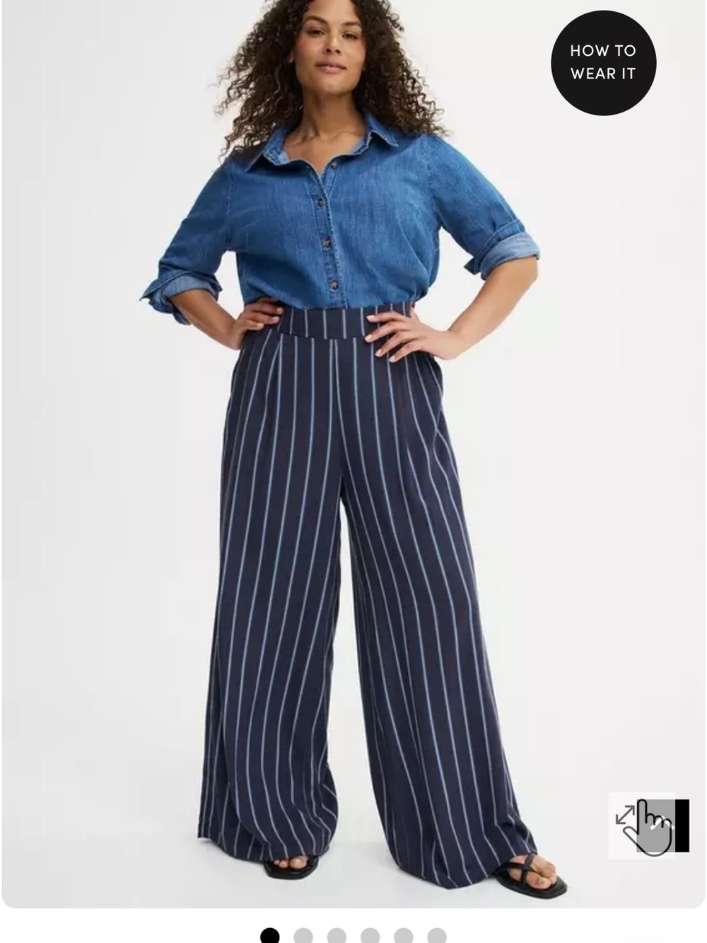 Wide-Leg Navy Stripe Pants Size 3